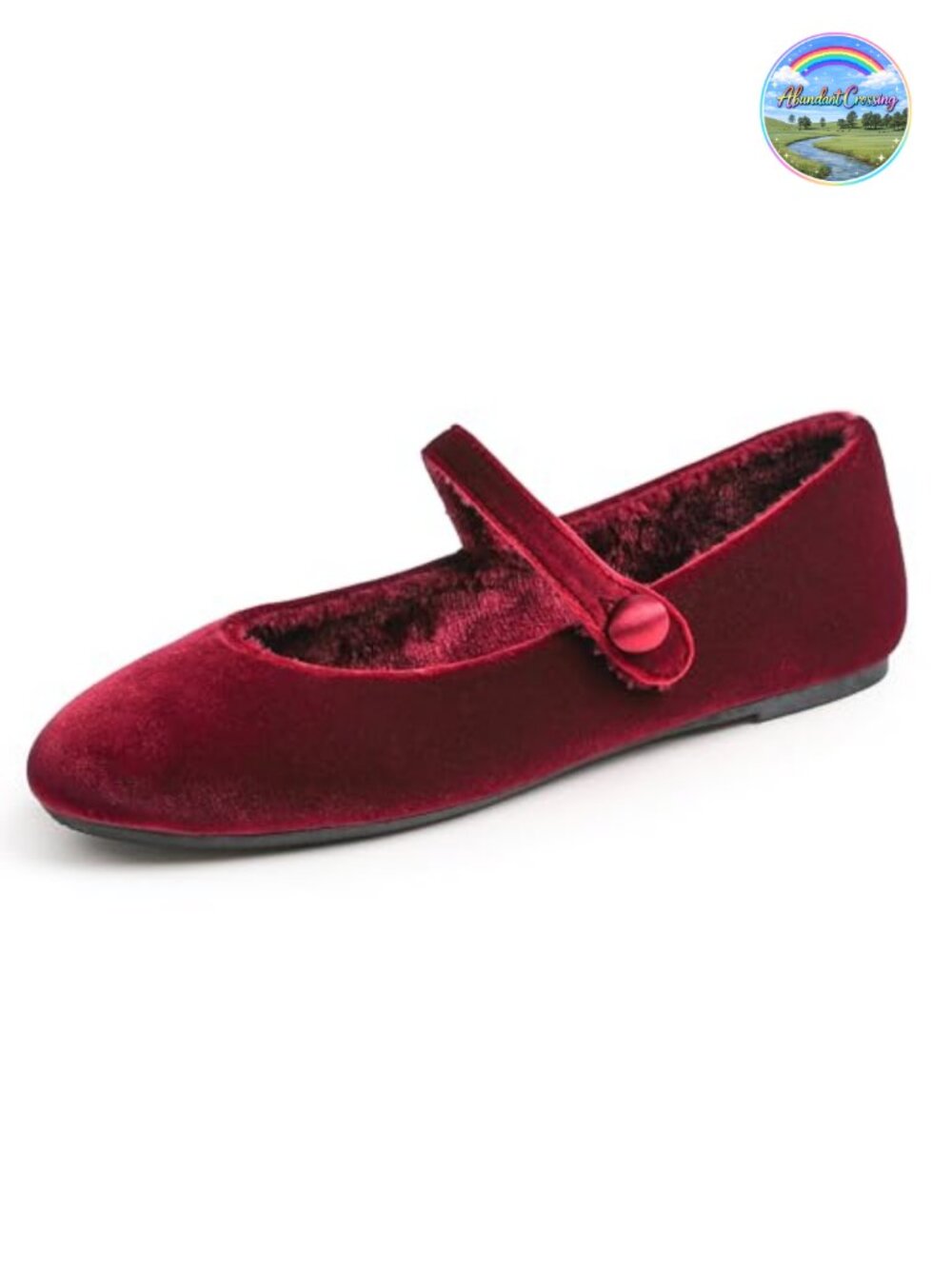 Mary Jane Flats Round Toe Buckle Slip On Fur Lined Women's Shoes